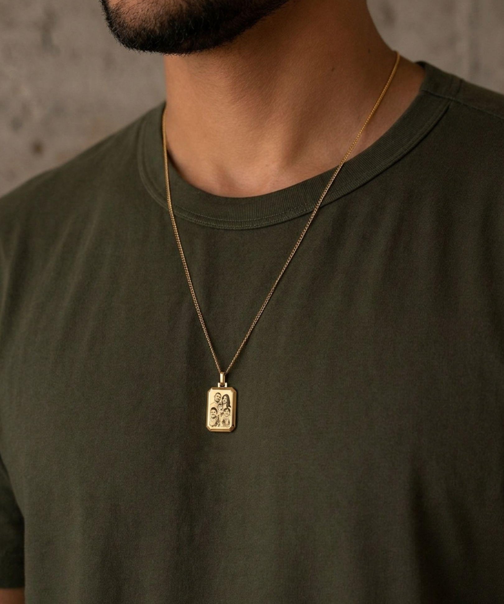 pingente personalizado masculino retangular foto facetas