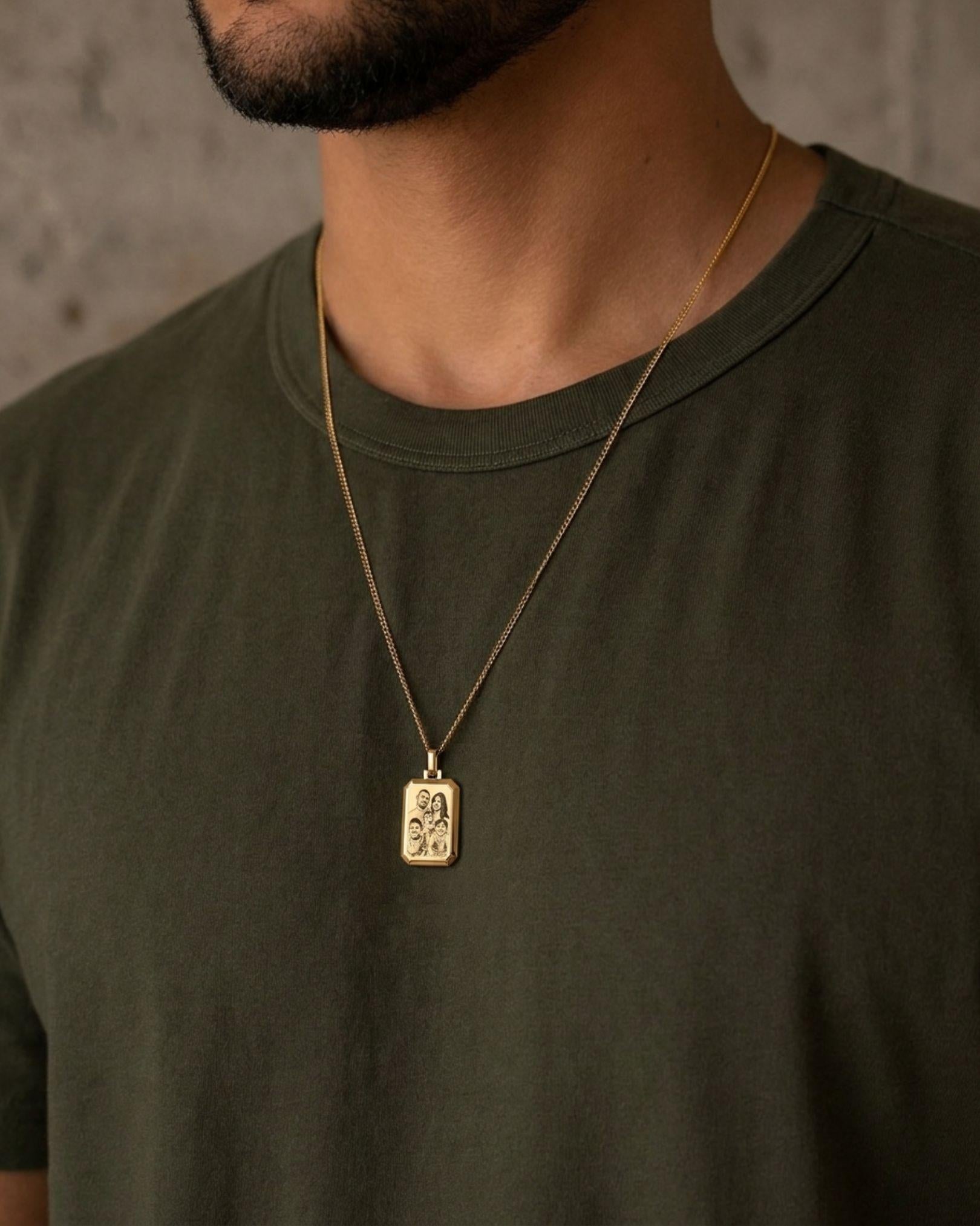 pingente personalizado masculino retangular foto facetas