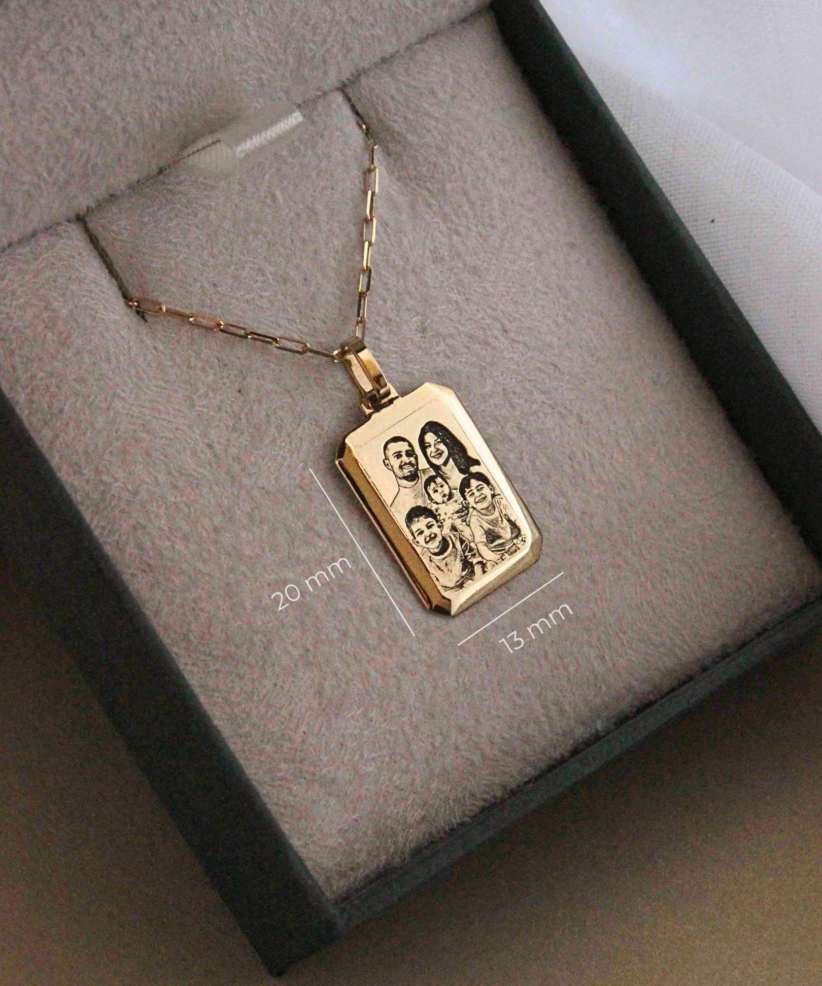 pingente personalizado masculino retangular foto facetas