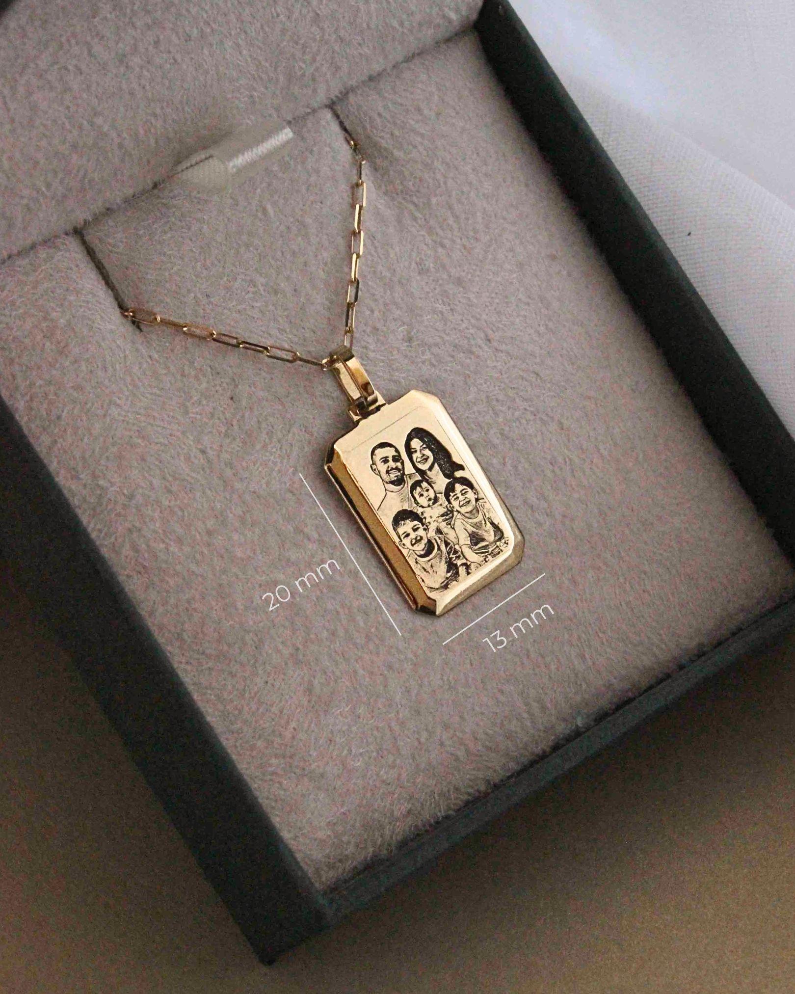 pingente personalizado masculino retangular foto facetas