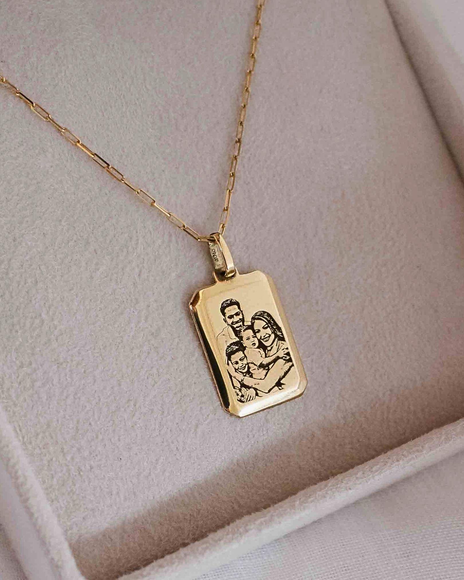 pingente personalizado masculino retangular foto facetas