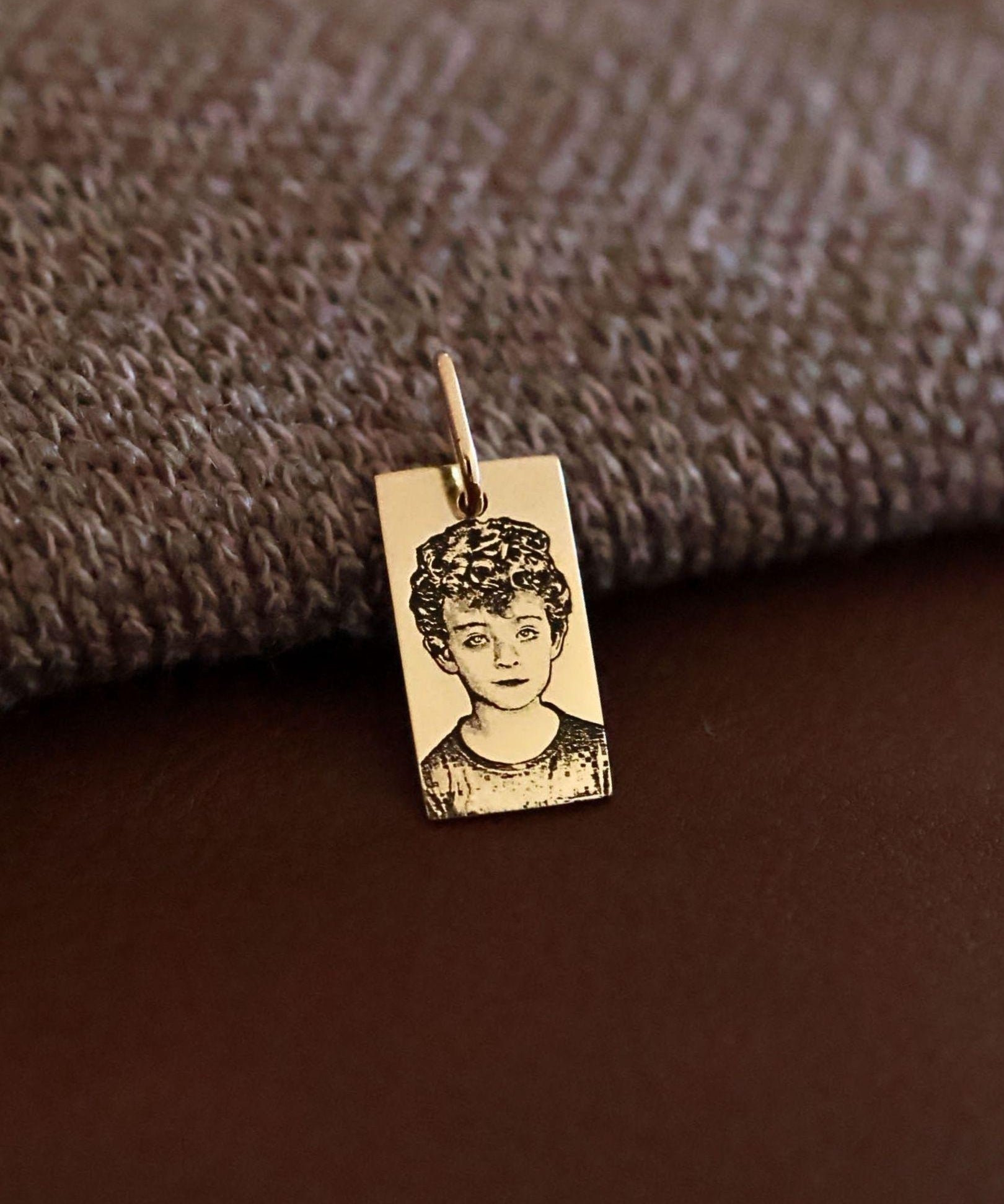 pingente personalizado masculino retangular foto ouro 18K montezza