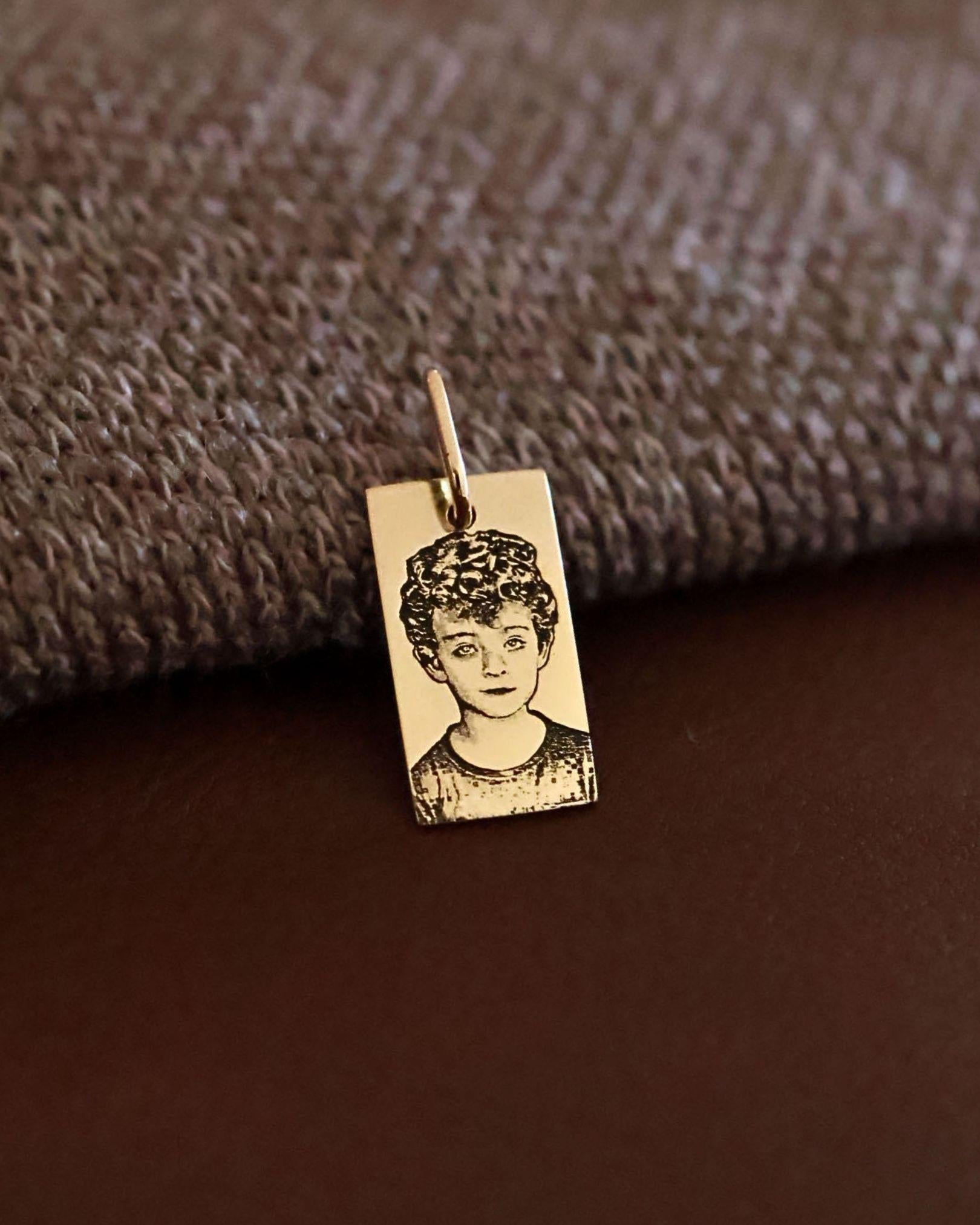 pingente personalizado masculino retangular foto ouro 18K montezza