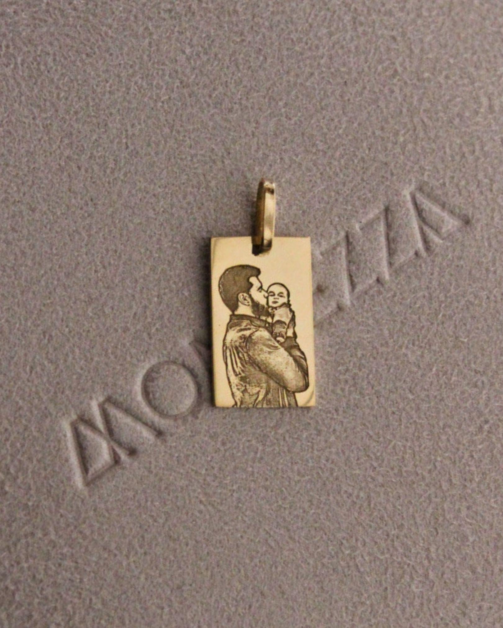 pingente personalizado masculino retangular foto ouro 18K montezza