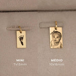 pingente personalizado masculino retangular foto ouro 18K montezza