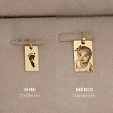 pingente personalizado masculino retangular foto ouro 18K montezza