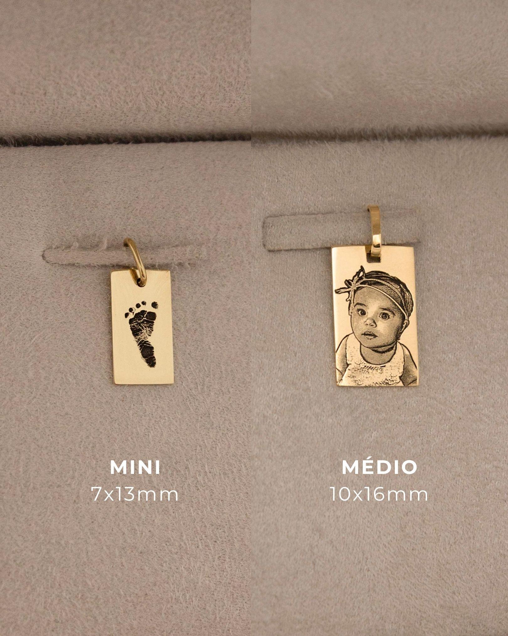pingente personalizado masculino retangular foto ouro 18K montezza