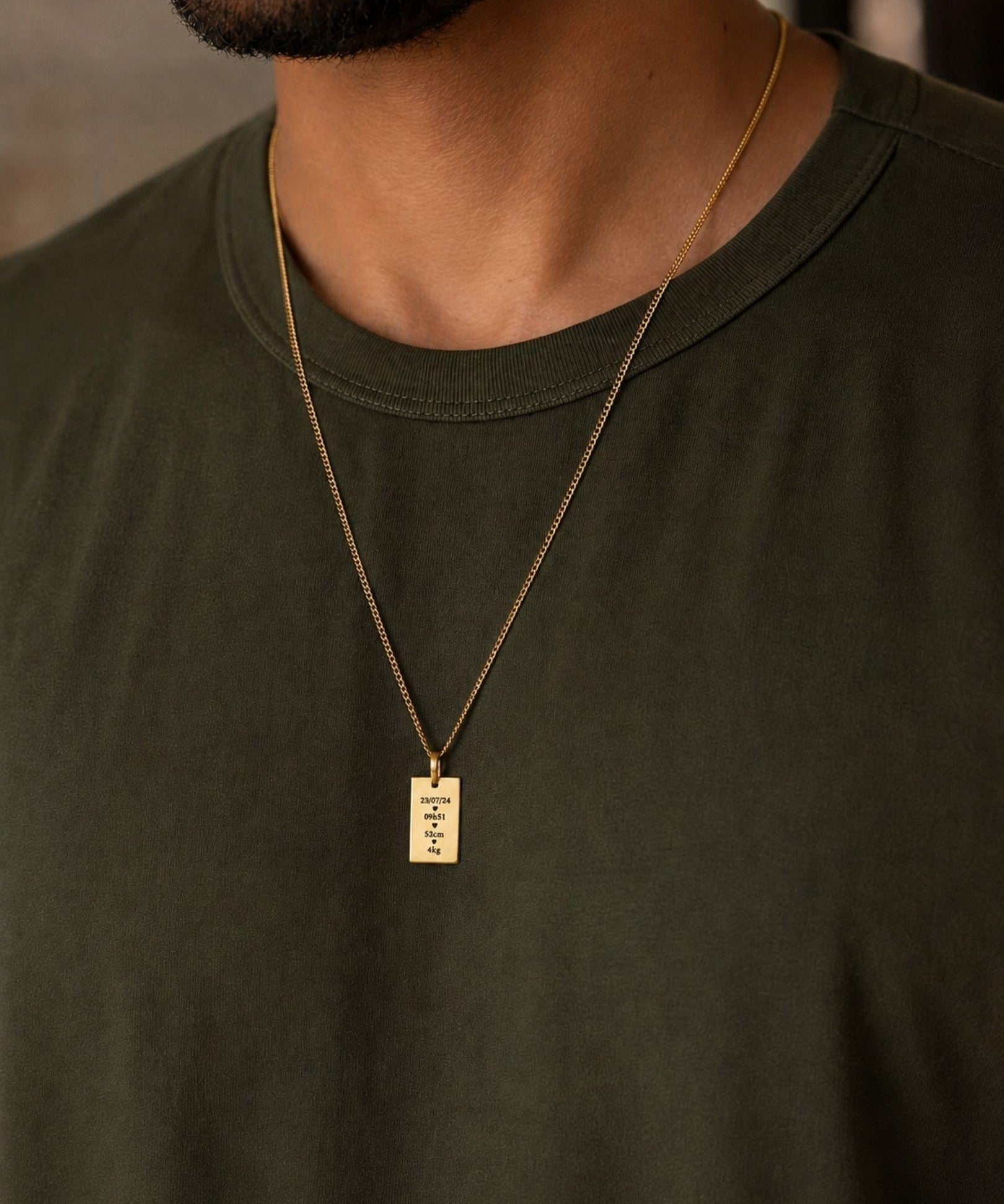 pingente personalizado masculino retangular foto ouro 18K montezza