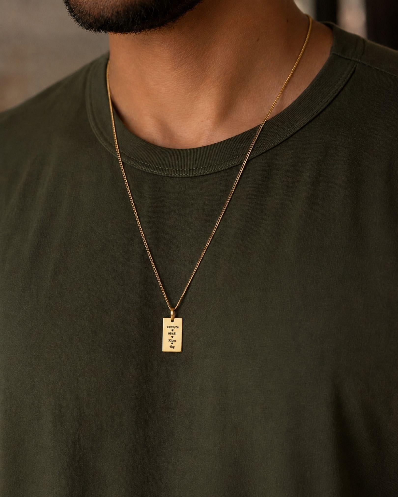 pingente personalizado masculino retangular foto ouro 18K montezza