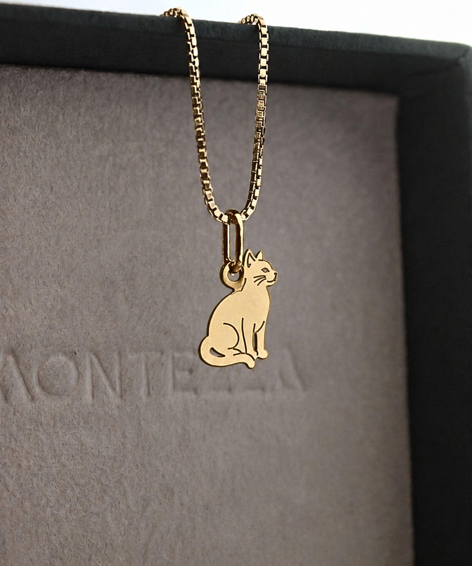 pingente gato ouro personalizado corrente