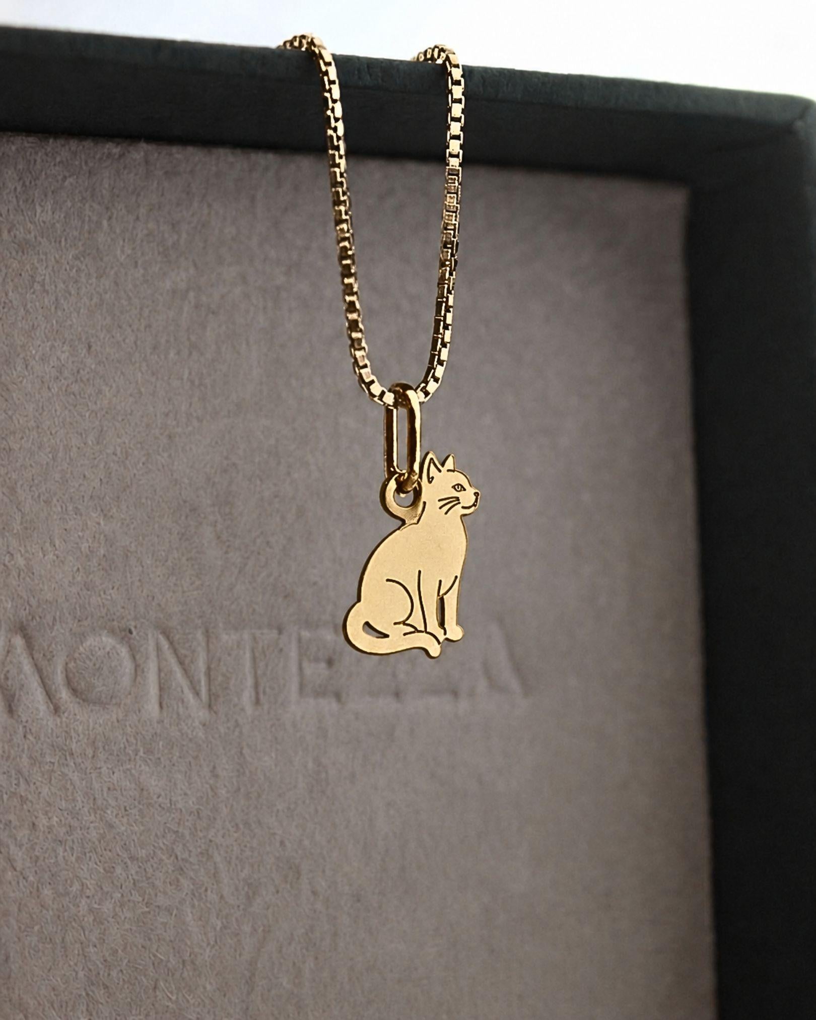 pingente gato ouro personalizado corrente