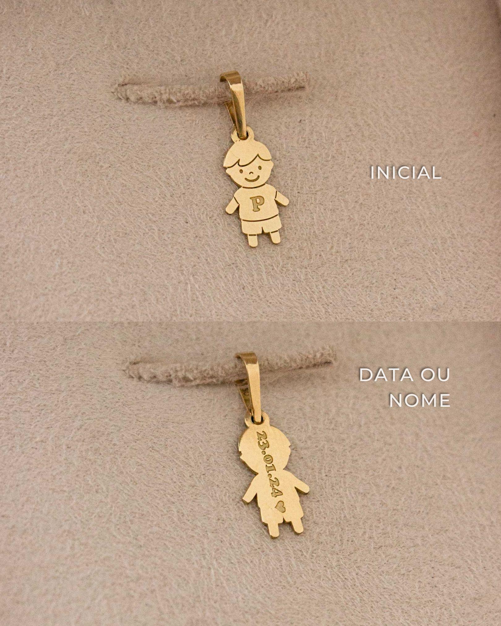 pingente ouro menino personalizado
