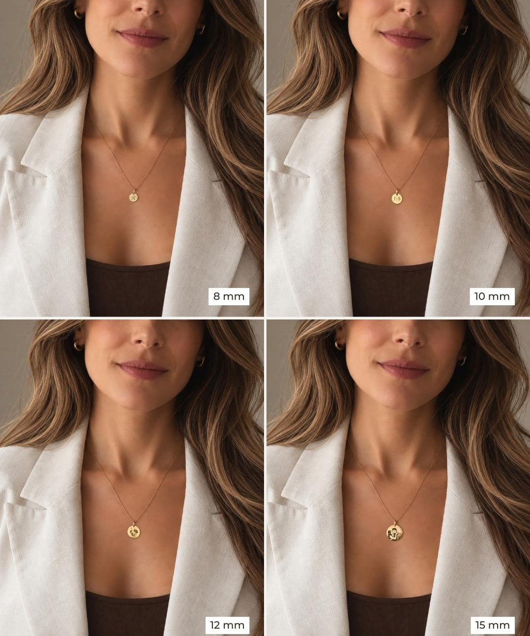 tamanhos pingente personalizado redondo montezza ouro 18k