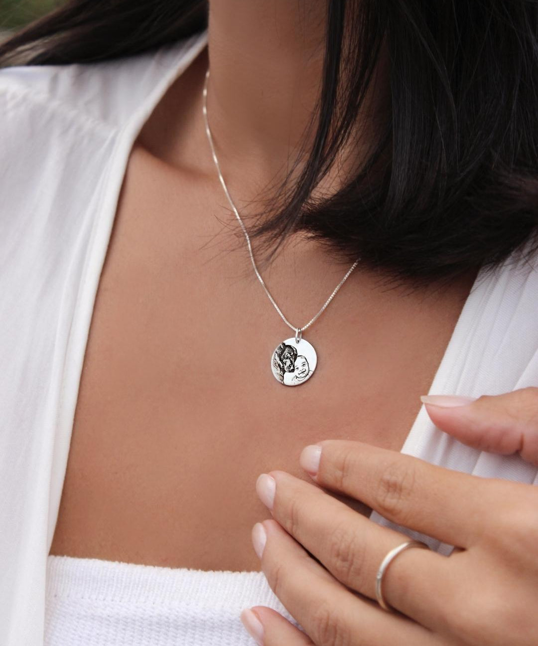 Pingente redondo personalizado medalha prata 950 montezza foto