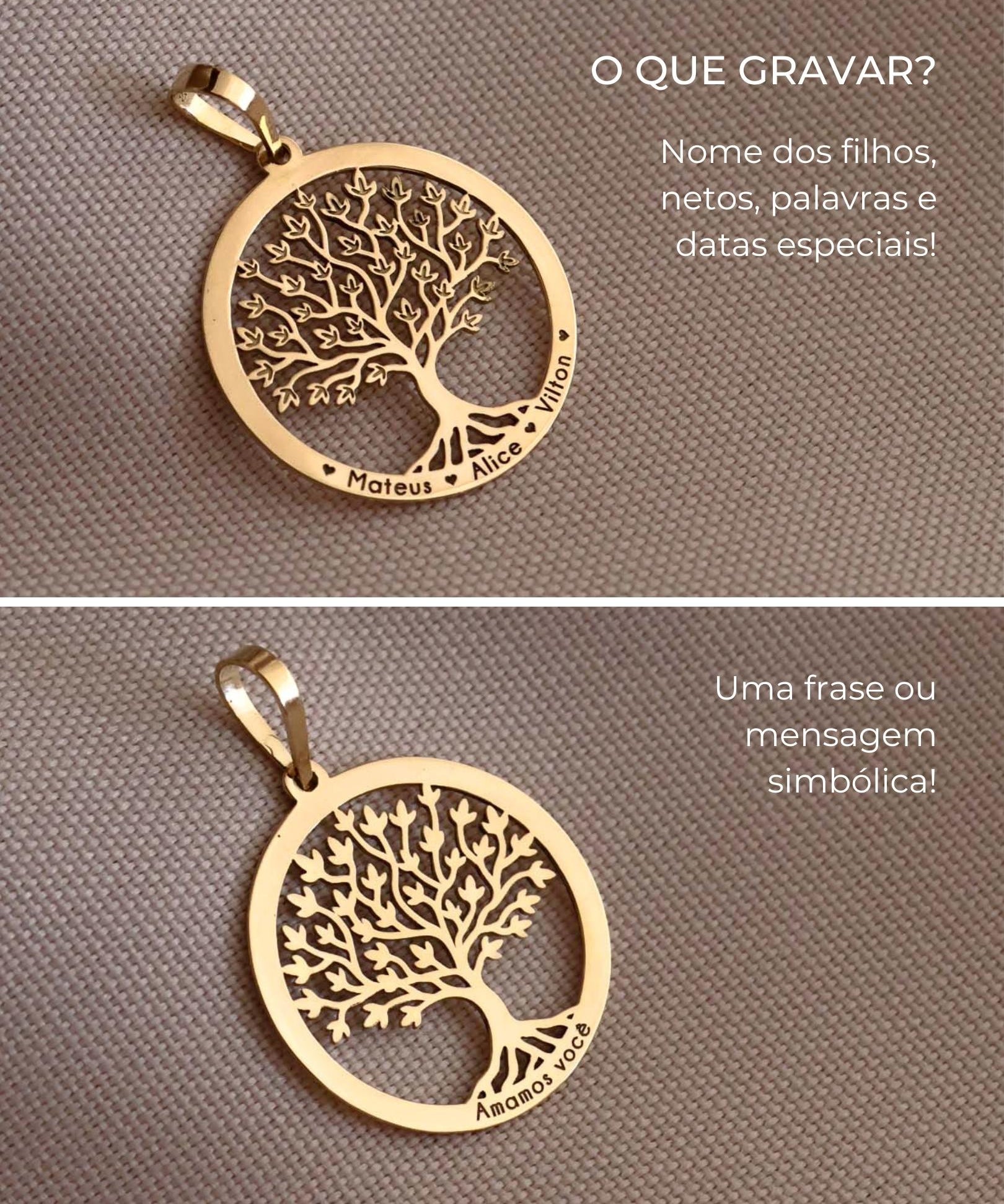 pingente árvore da vida personalizado ouro montezza