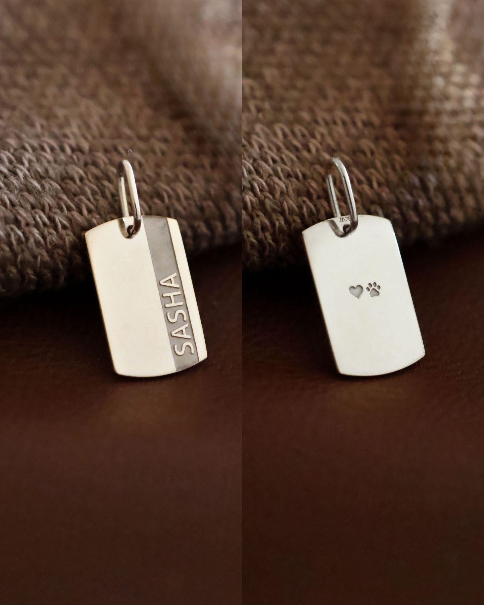 Pingente Placa com Friso Personalizado Prata 950