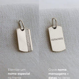 Pingente Placa com Friso Personalizado Prata 950