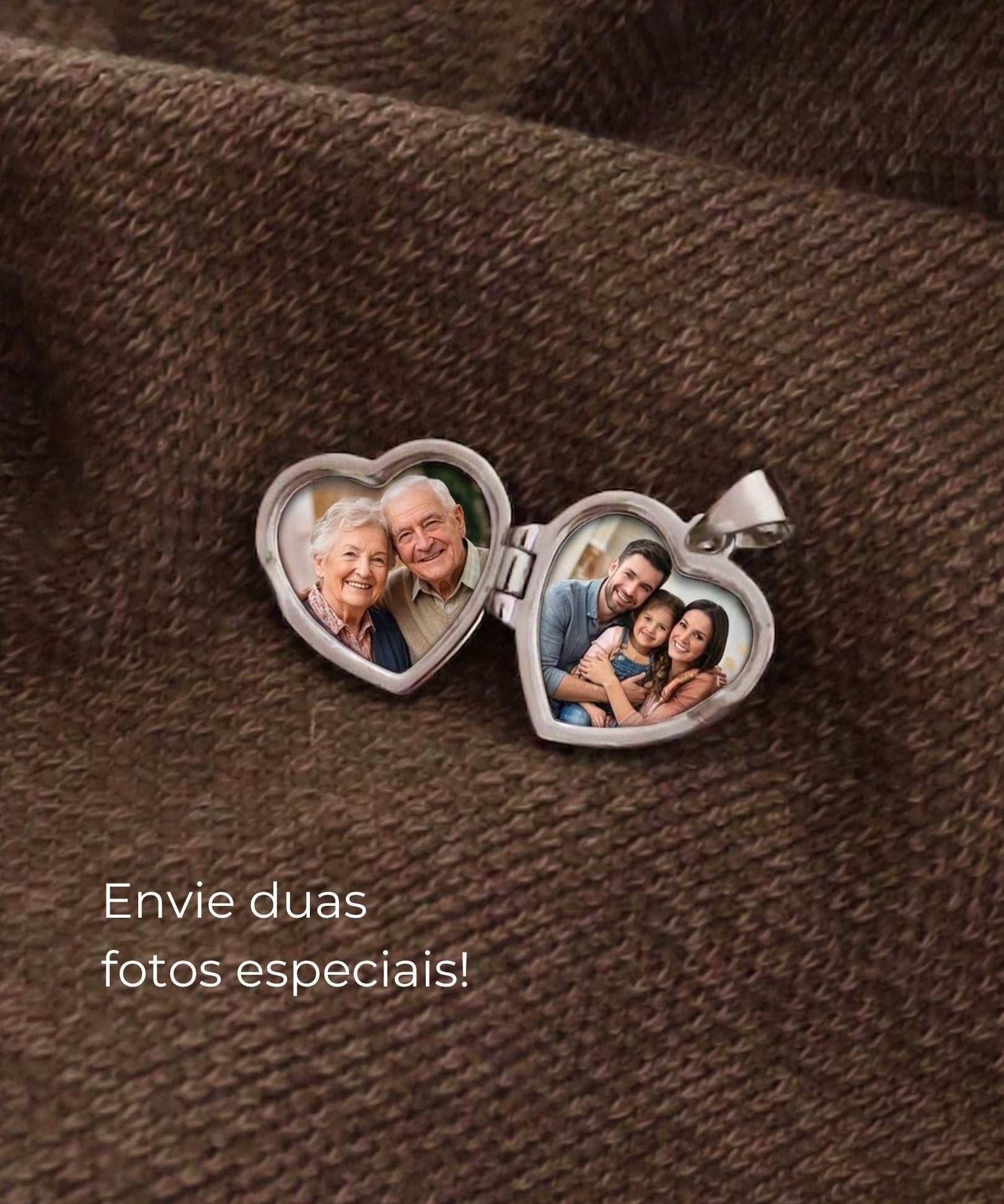 personalize o pingente relicário com fotos e gravação