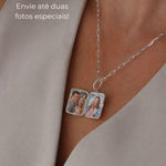 personalize o pingente relicário retangular MONTEZZA de prata com fotos e gravações especiais