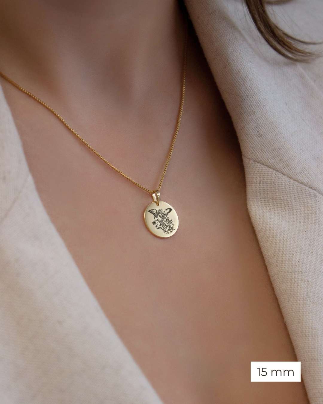 Pingente Religioso Personalizado Redondo Ouro 18K