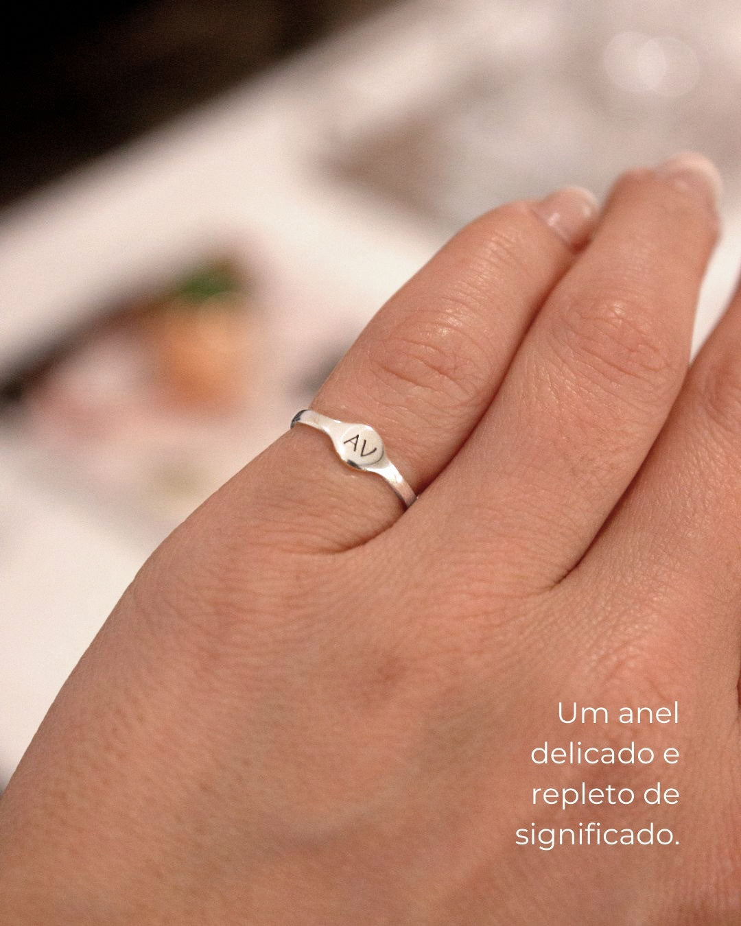 Anel Monograma Personalizado Prata 950