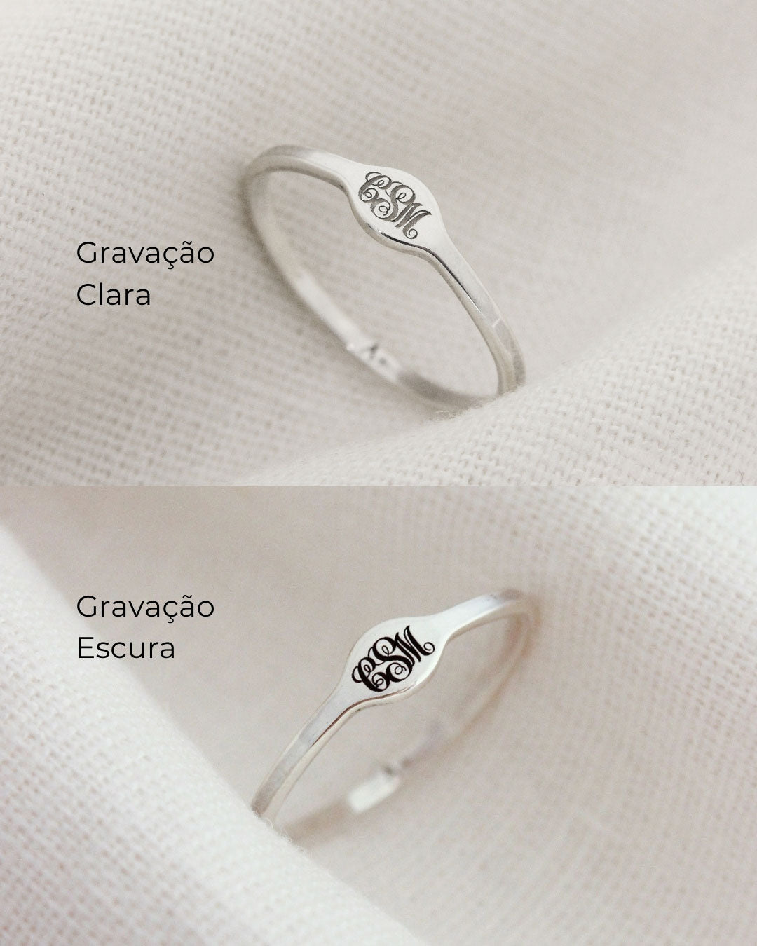 Anel Monograma Personalizado Prata 950