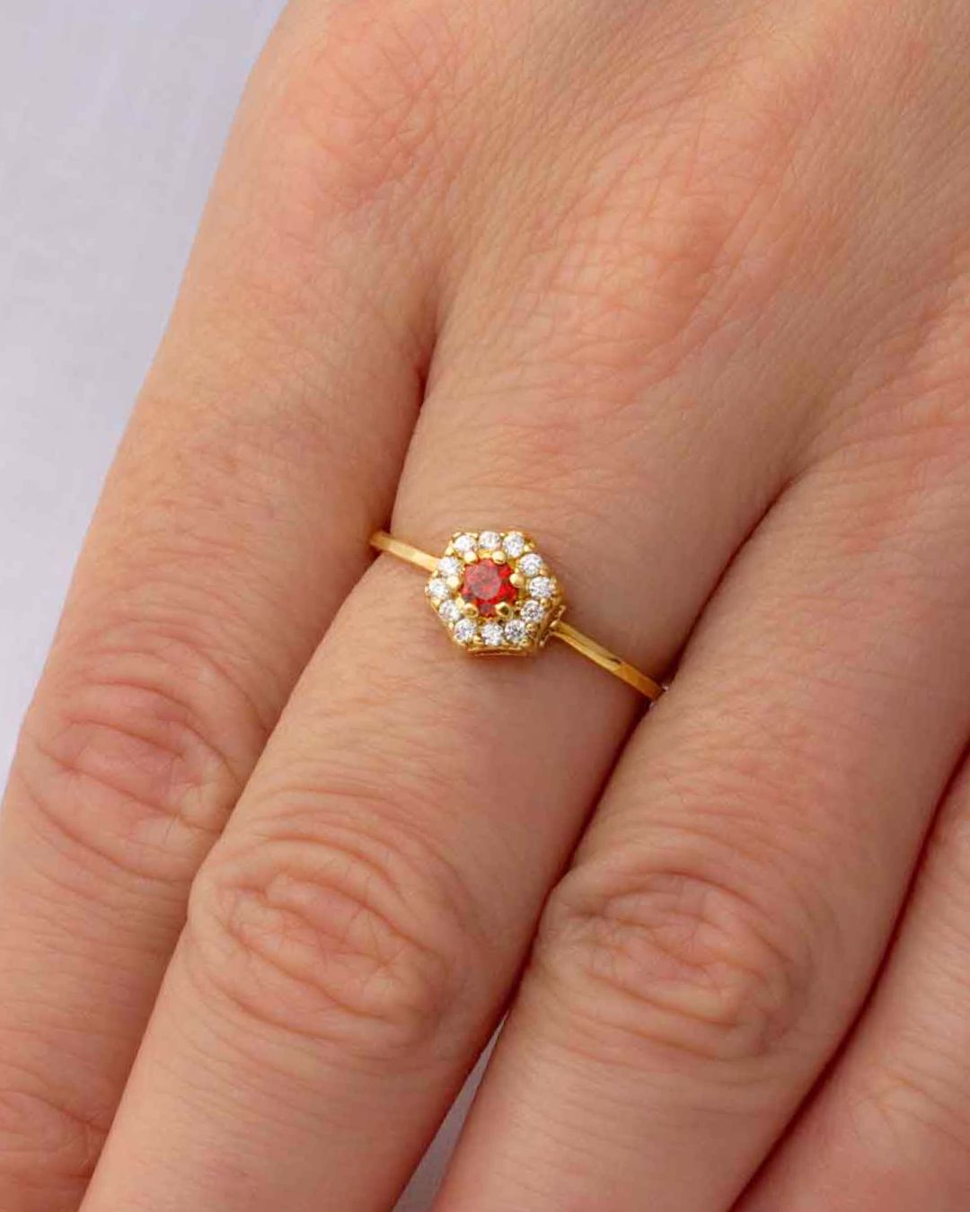 Anel Formatura Hexagonal Aro Delicado Ouro 18K