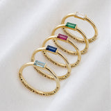 Anel Baguete Memórias Lili Personalizado Ouro 18K