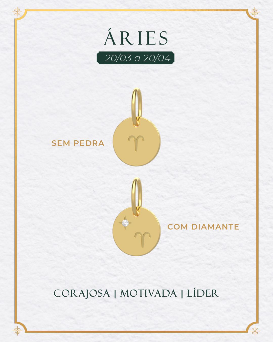 Pingente Signo Medalha Personalizada Ouro 18K