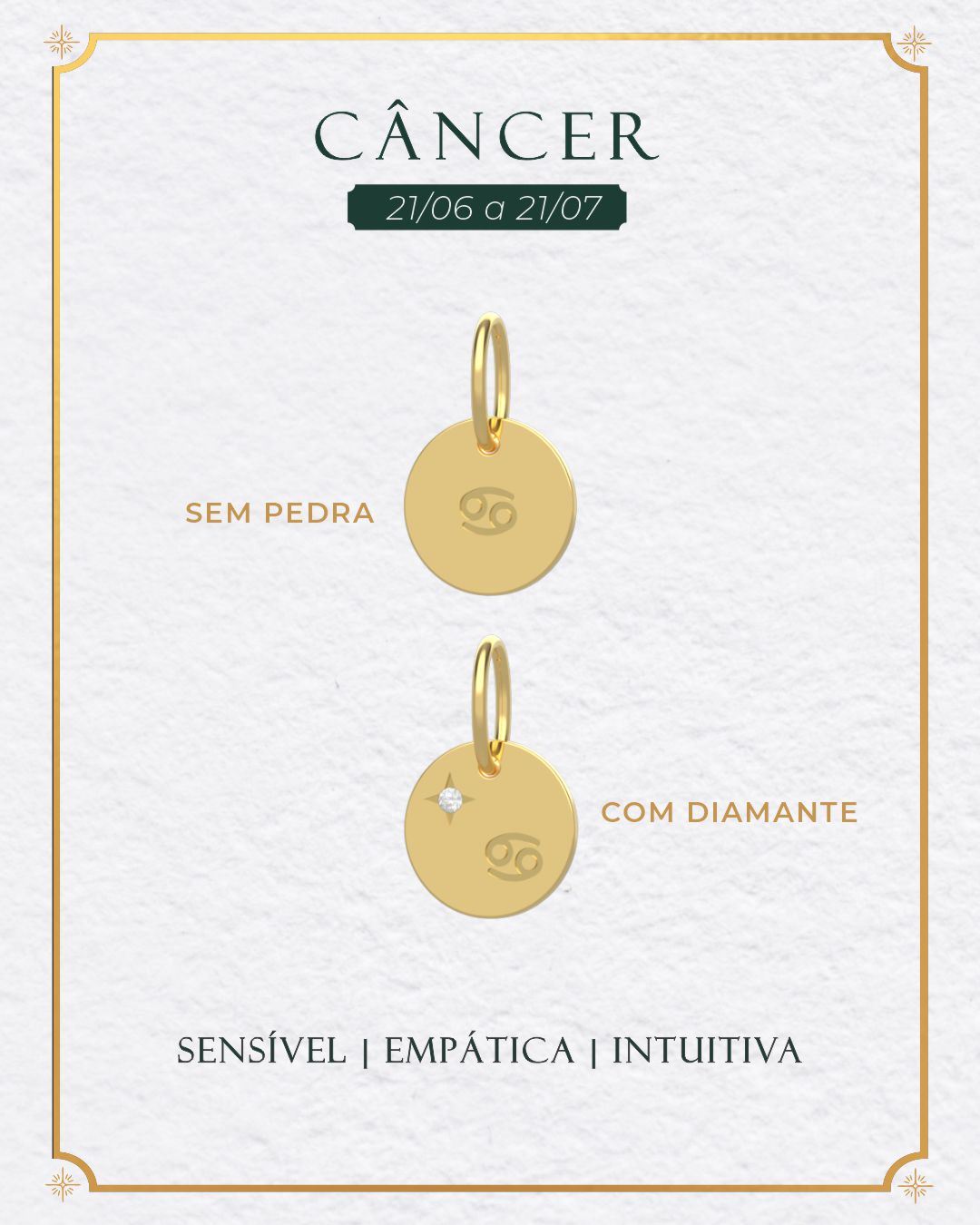 Pingente Signo Medalha Personalizada Ouro 18K