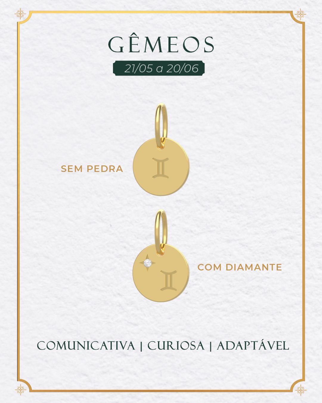 Pingente Signo Medalha Personalizada Ouro 18K