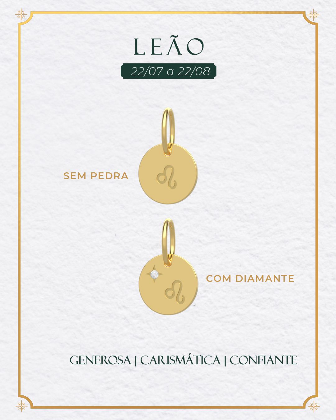 Pingente Signo Medalha Personalizada Ouro 18K