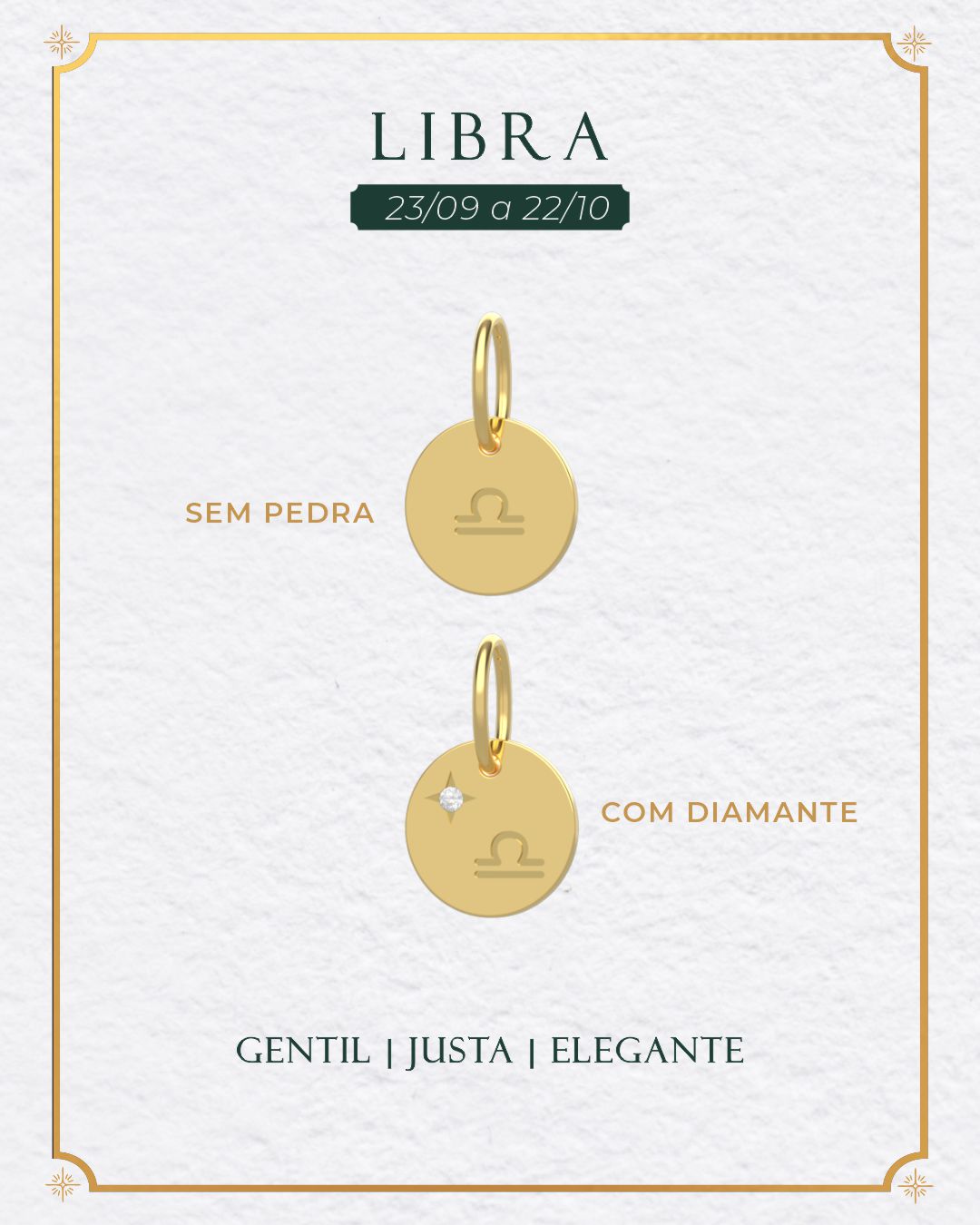 Pingente Signo Medalha Personalizada Ouro 18K