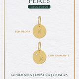 Pingente Signo Medalha Personalizada Ouro 18K