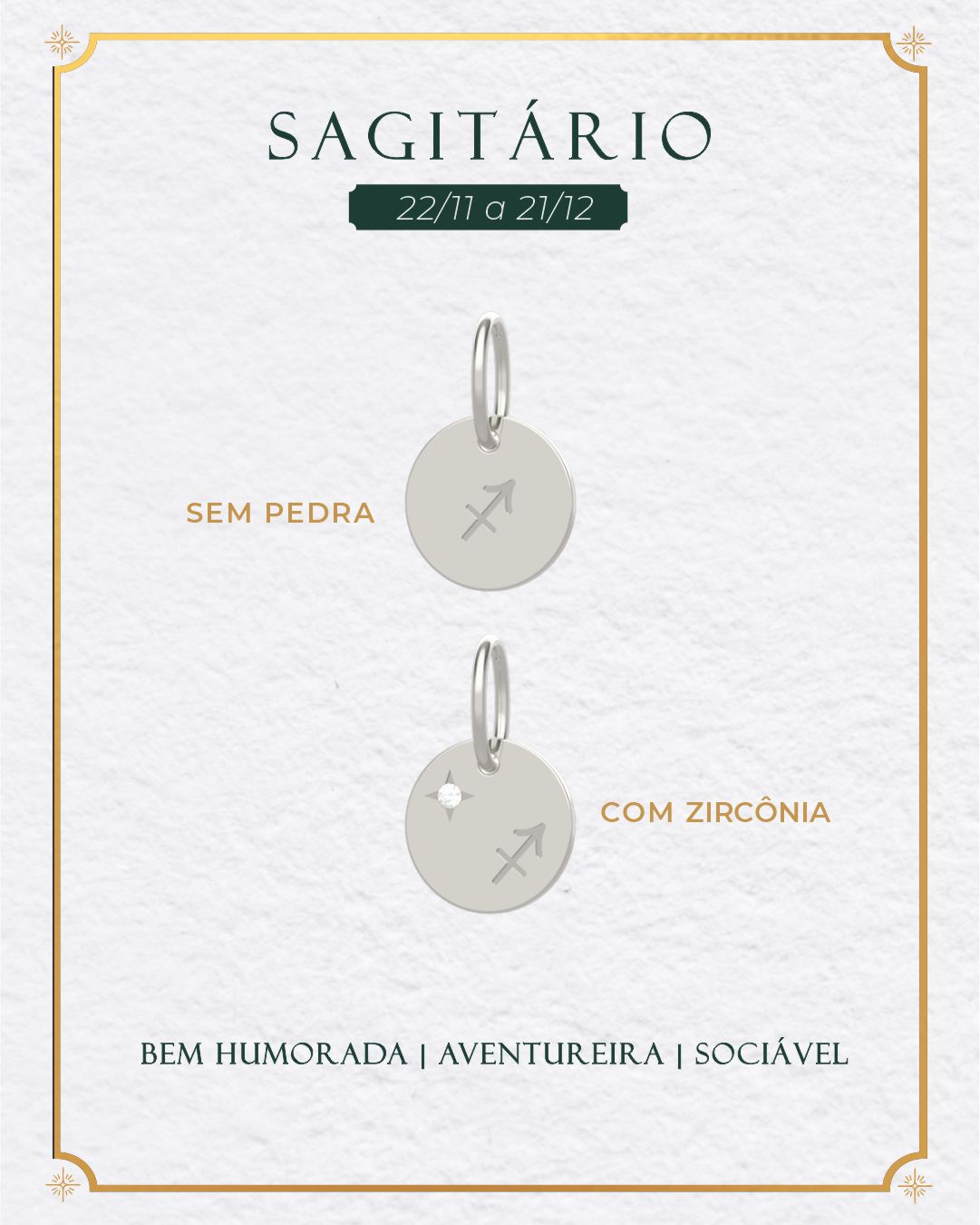 Pingente Signo Medalha Personalizada Prata 950