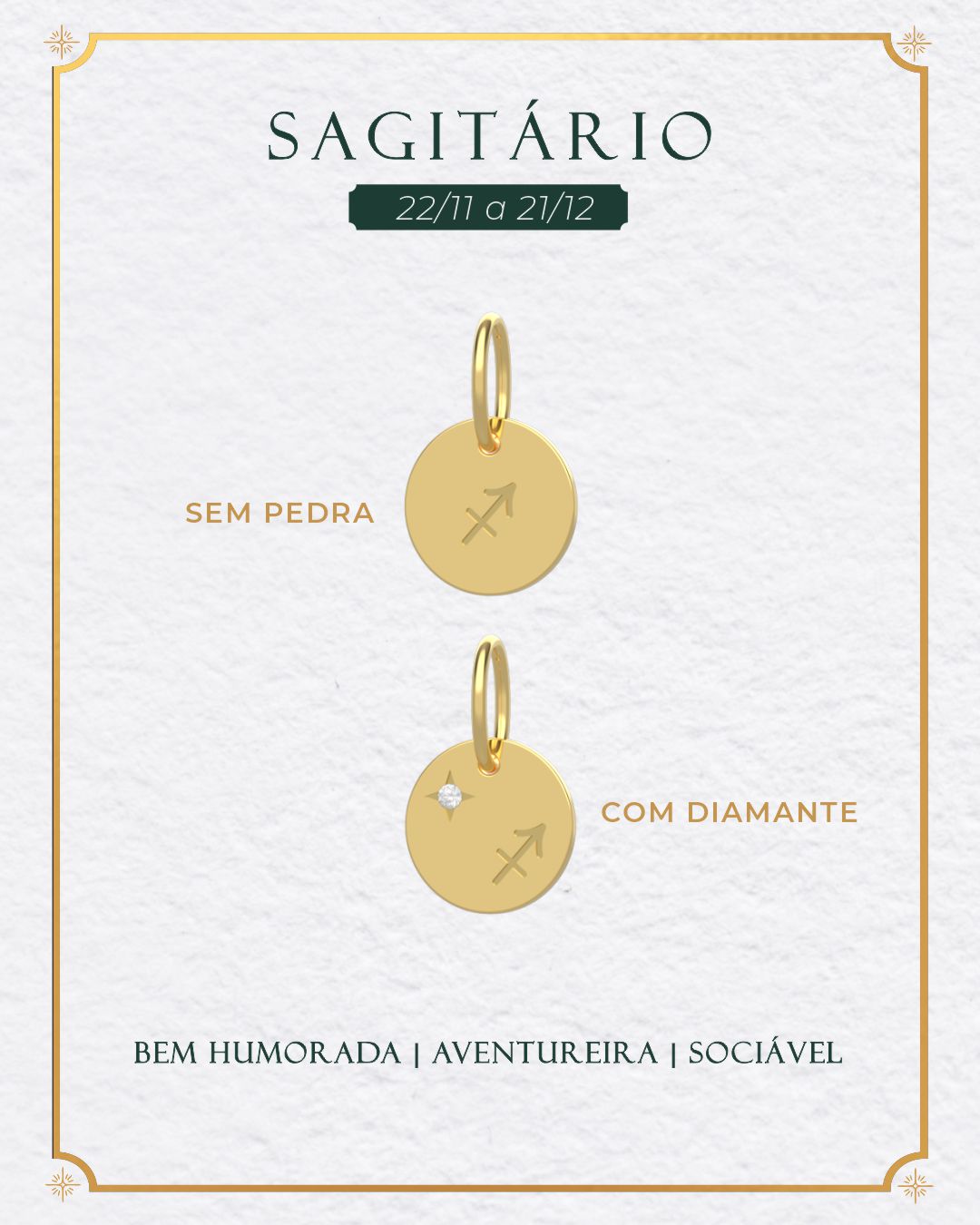 Pingente Signo Medalha Personalizada Ouro 18K