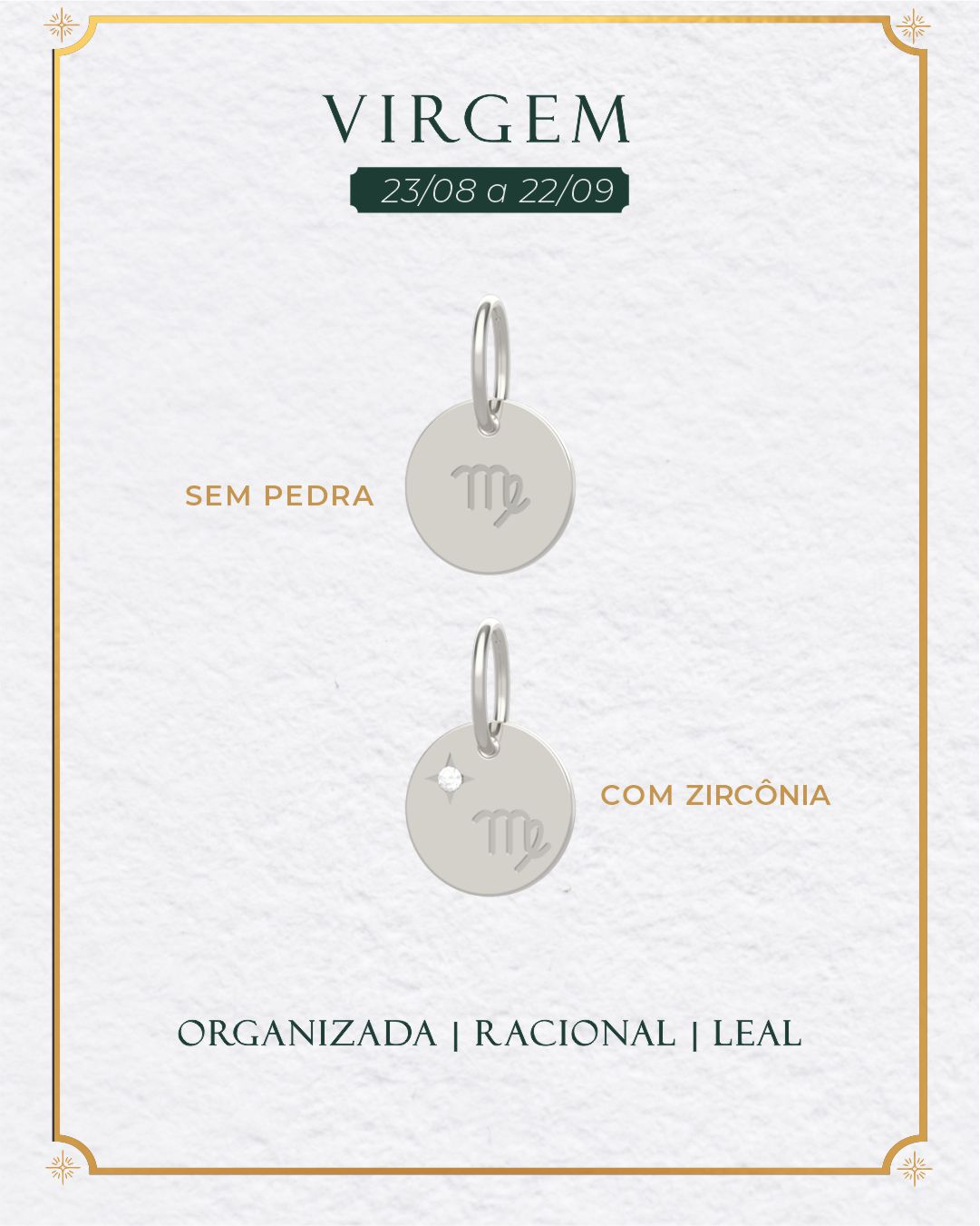 Pingente Signo Medalha Personalizada Prata 950