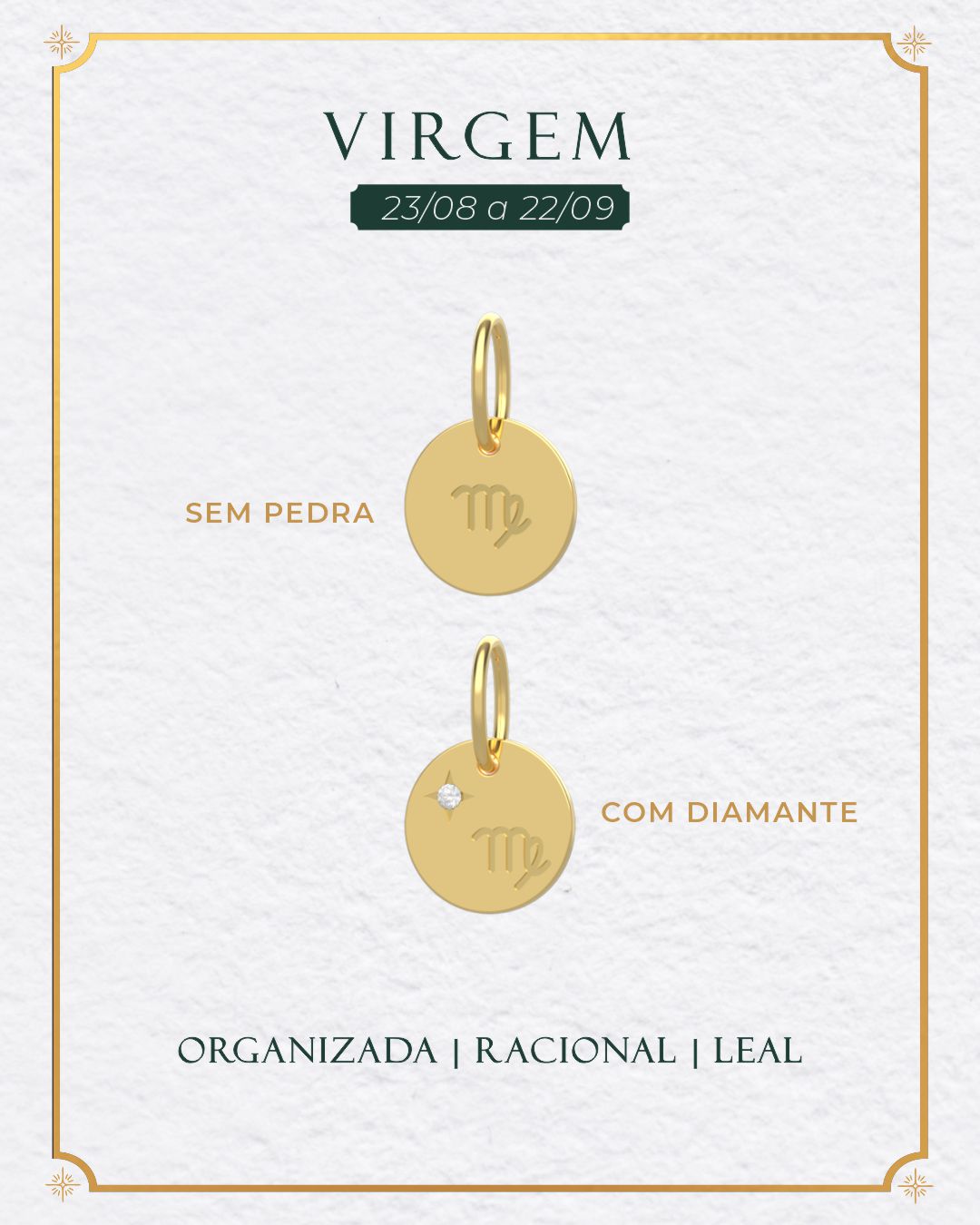 Pingente Signo Medalha Personalizada Ouro 18K