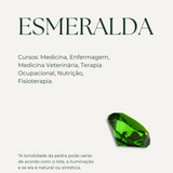 Anel Formatura Ouro 18K Esmeralda Hexagonal Aro Delicado