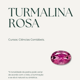 Anel Formatura Ouro 18K Turmalina Rosa Baguete Aro Duplo