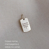 Pingente Placa com Friso Personalizado Prata 950