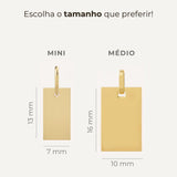 Pingente Personalizado Retangular Ouro 18K