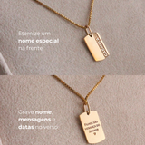 Pingente Placa com Friso Personalizado Ouro 18K