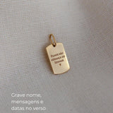 Pingente Placa com Friso Personalizado Ouro 18K