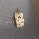 Pingente Placa Foto Personalizado Ouro 18K e Prata 950