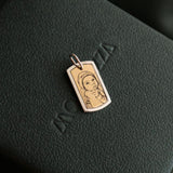 Pingente Placa Foto Personalizado Ouro 18K e Prata 950