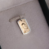 Pingente Placa Foto Personalizado Ouro 18K e Prata 950