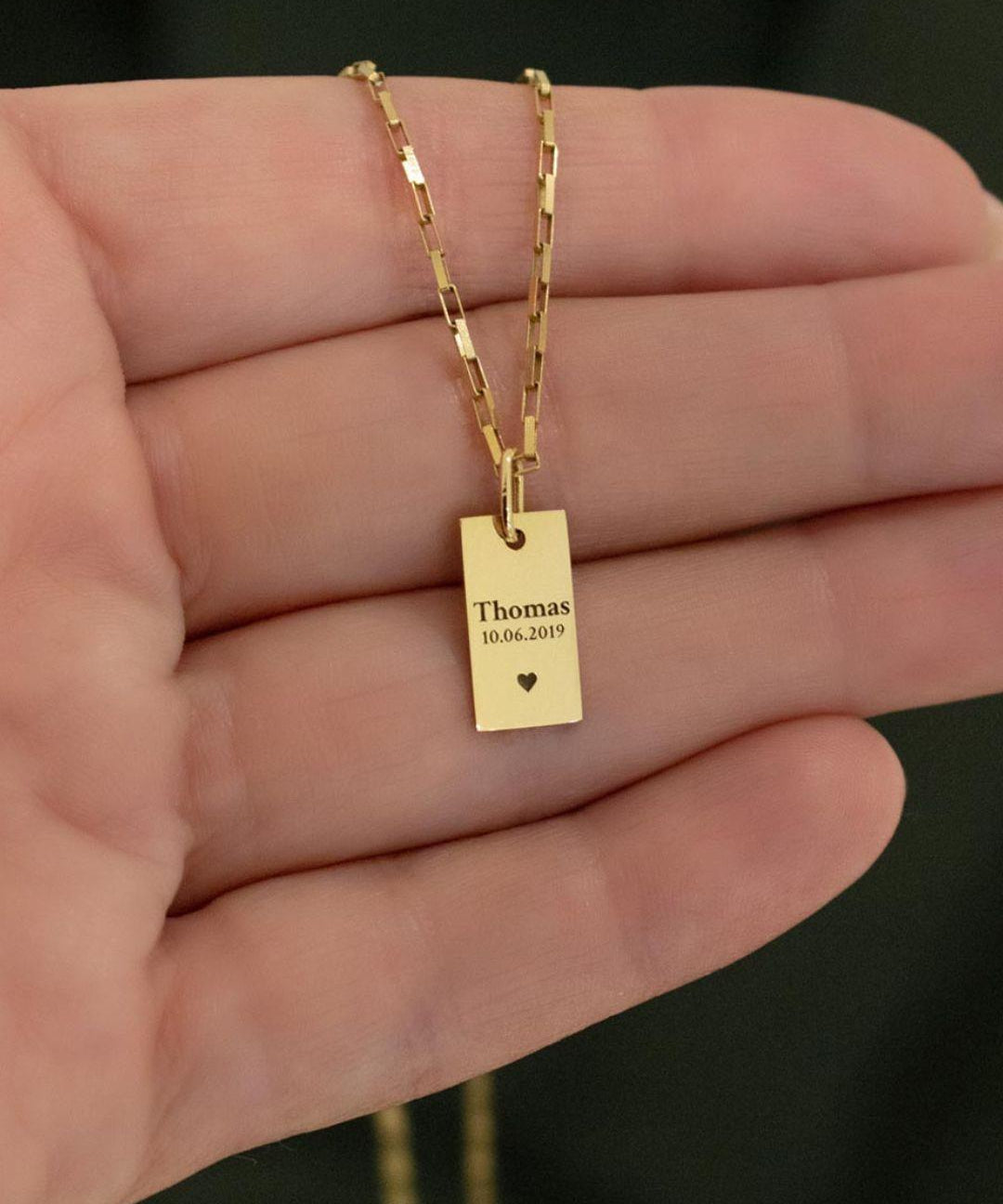 Pingente Personalizado Retangular Ouro 18K