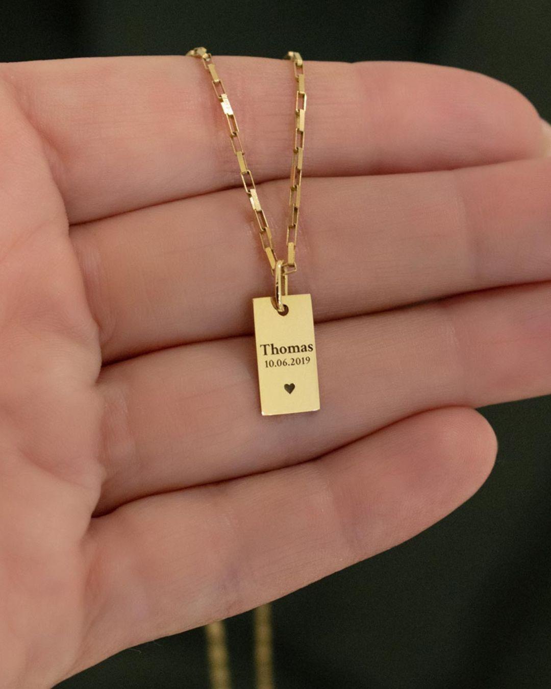 Pingente Personalizado Retangular Ouro 18K