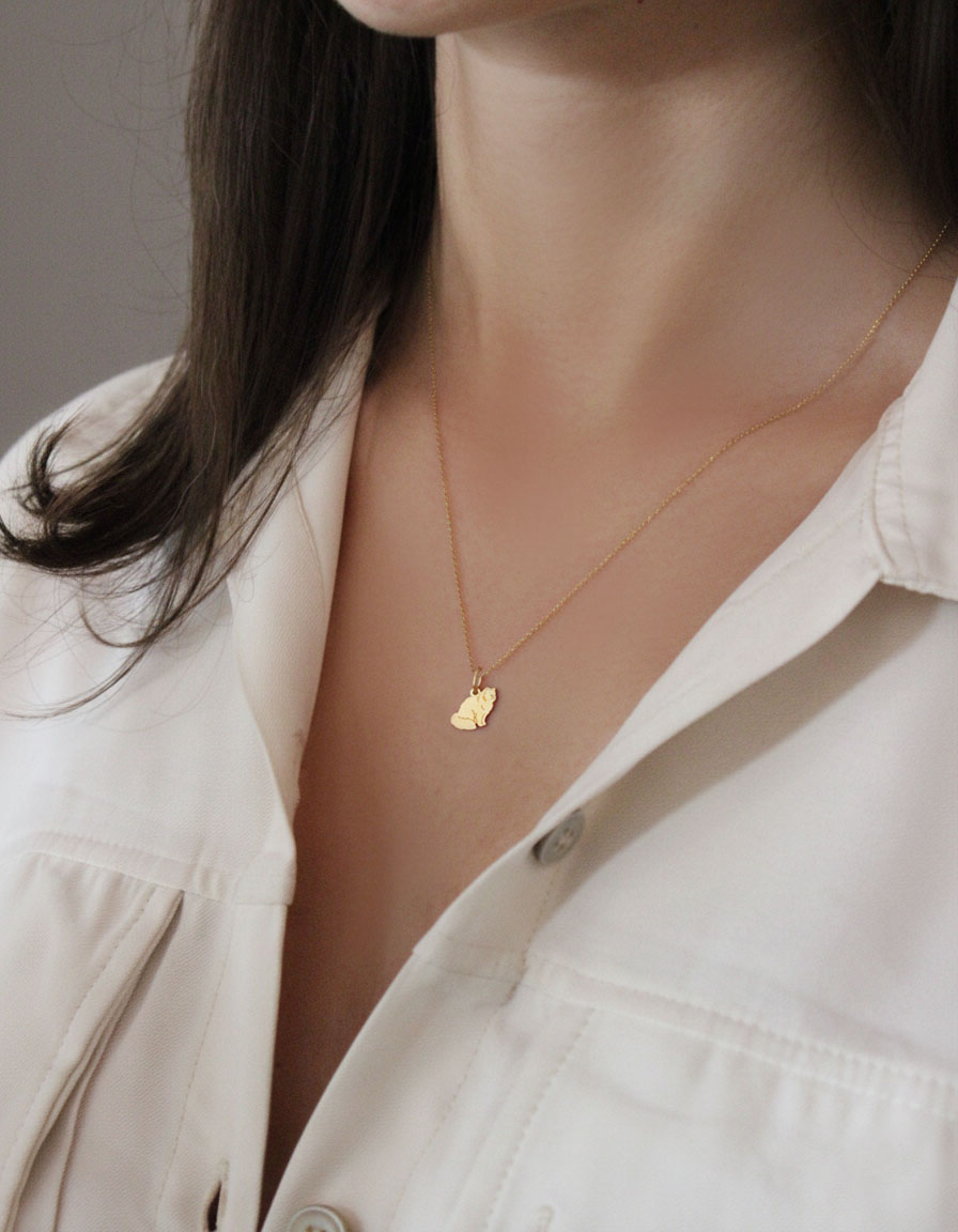 Pingente Gato Mini Personalizado Ouro 18K
